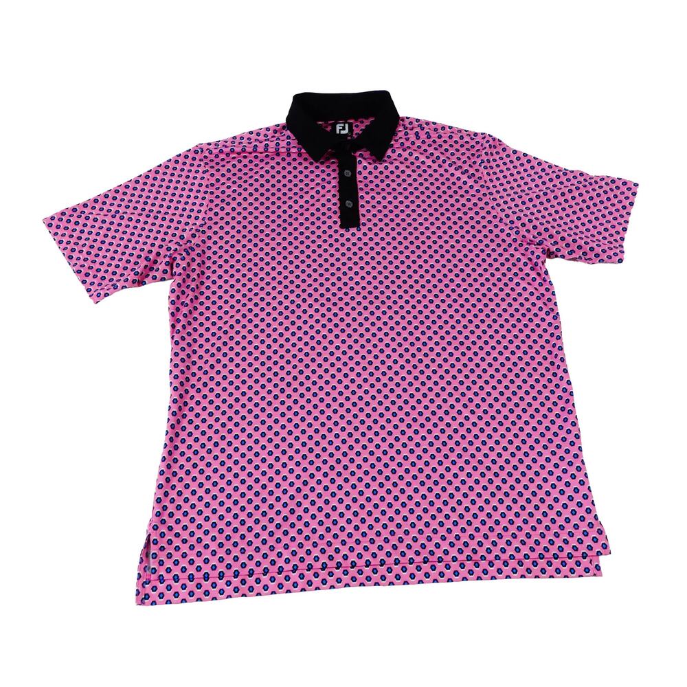 FootJoy FJ Geometric Performance Stretch Pink Golf Polo Shirt Men's Large